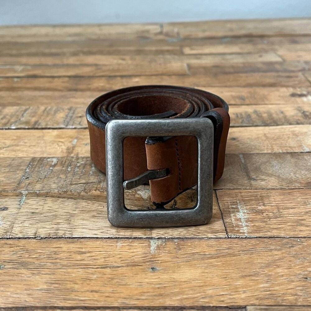 Belt Womens Brown Leather Lead Free Buckle Size Large